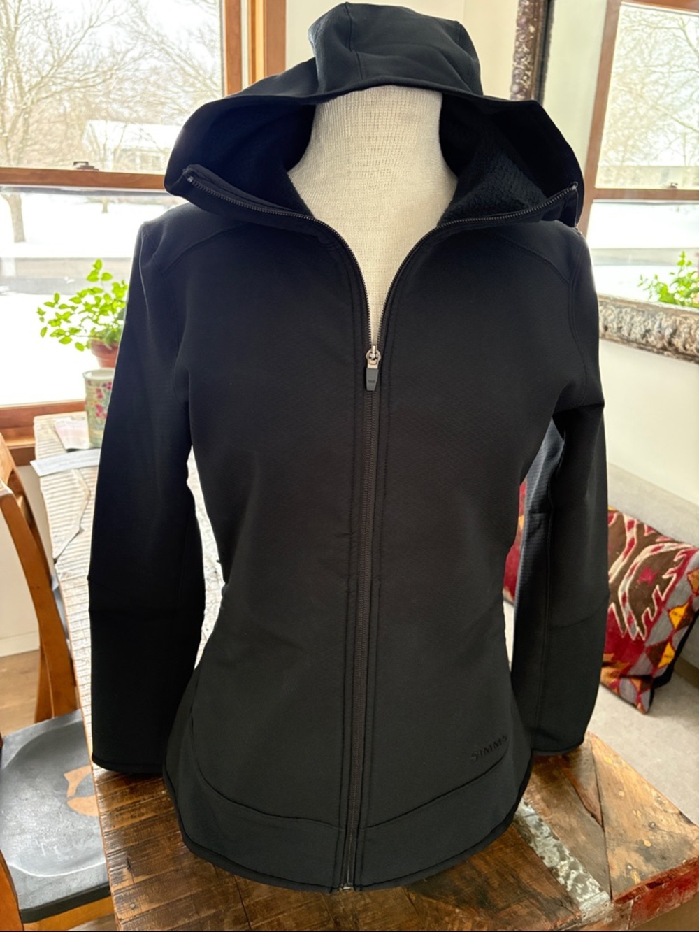 Simms Black Hooded Zip-Up Ski Jacket